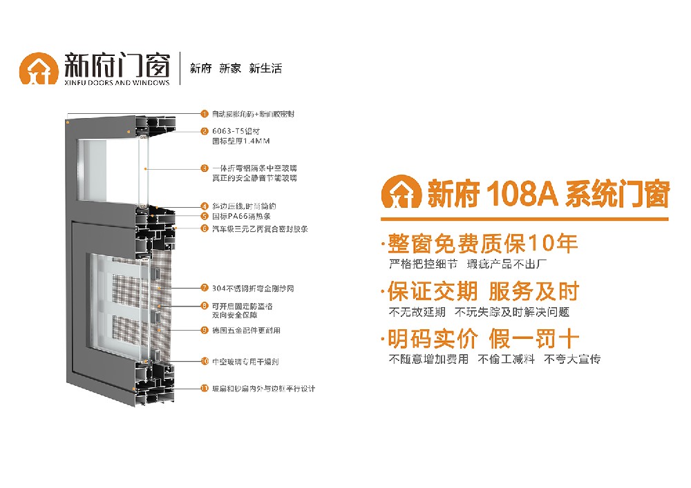 新府108A斷橋窗紗一體平開(kāi)窗