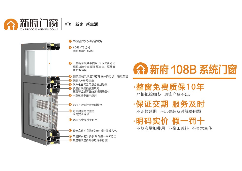 新府108B斷橋窗紗一體平開(kāi)窗