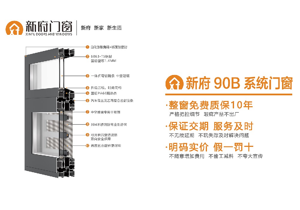 新府90B斷橋窗紗一體平開(kāi)窗